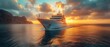 travel cruise on calm ocean ,  luxury travel with gorgeous view, Generative Ai	
