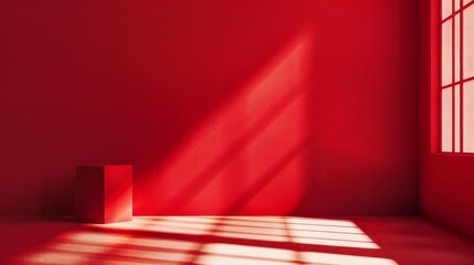 Wall Mural - A red room with a window and a box