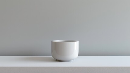 Sticker - A white cup sitting on a shelf in front of an empty wall, AI