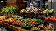 Tempting food display with a focus on regional specialties and culinary delights, perfect for showcasing local flavors