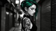 タトゥーのあるワイルドな女性,Generative AI AI画像