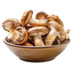 Armillaria mushrooms elegantly placed in a bowl set against a transparent background