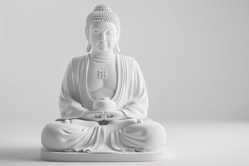 a white statue of a person sitting in a lotus position