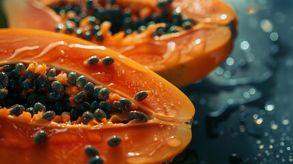 Sticker - Close-up shot highlighting the juiciness and sweetness of ripe papayas