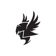 Black silhouette of woman or valkyrie for logo symbol or icon, Sport and esport team identity