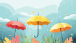 Banner for National Umbrella Day with cute parasol Vector