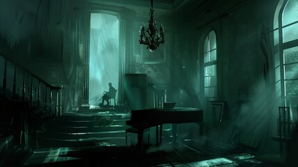 Wall Mural - Moody, atmospheric lighting and shadow play add drama and intrigue to the composition