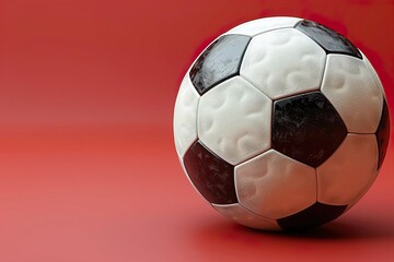 Wall Mural - football ball on red background