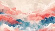 Chinese clouds and sky in watercolor soft tones color style. Seamless pattern background. AI generative.