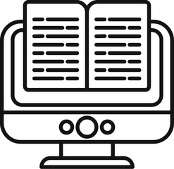 Poster - Reading online information icon outline vector. New learn inspiration. Social device