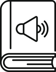 Poster - Online audiobook store icon outline vector. Media literature. App learning