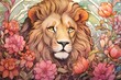 Lion and flowers lion art wildlife.