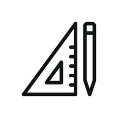pencil and ruler isolated icon, stationery vector symbol with editable stroke