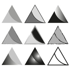 Wall Mural - Variations of triangle shapes. Geometric diversity concept. Abstract design elements. Monochrome triangle collection. Vector illustration. EPS 10.