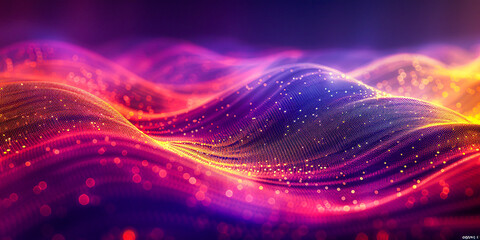 Wall Mural - Abstract Background of Glowing Light Waves, Digital Design, Futuristic Technology Concept