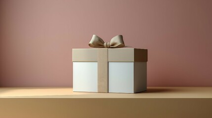 Wall Mural - Gift packaging box on light background. AI generate illustration