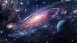 © ORG - Cosmos, space and planets in the Milky Way with glowing nebulae. The sky is dark and there are stars in space.