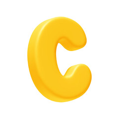 Wall Mural - letter C. letter sign yellow color. Realistic 3d design in cartoon style. Isolated on white background. vector illustration