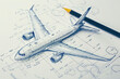 Hand drawn airplane on paper