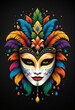 Mardi gras mask t-shirt print design. Digital art. Interior decoration, images to print for wall decoration