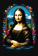 Monalisa T-shirt print design. Digital art. Interior decoration, images to print for wall decoration