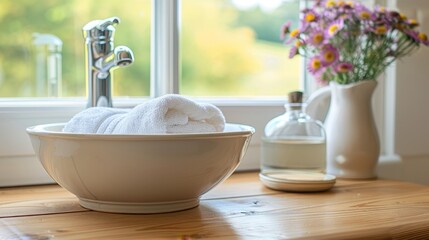 Wall Mural - Serenity in simplicity  zen minimalist bathroom design for a tranquil and functional space