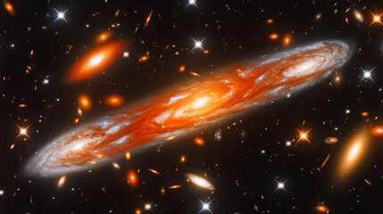Wall Mural - A galaxy with a spiral shape and many stars
