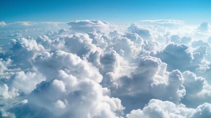 Canvas Print - View of Airplane Wing Above Dense Cloud Cover