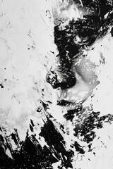 Poster - This monochromatic image captures the contrast of black paint smeared and splattered against a white canvas forming an intense and intriguing piece of abstract art