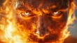 Fiery Intensity:A Captivating Close-Up Portrait of Burning Anger and Passionate Emotion