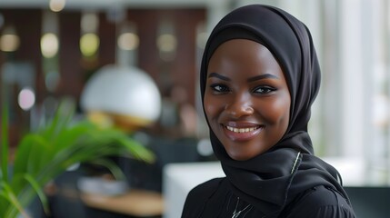 Portrait of an islamic woman sitting in an office