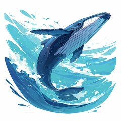 Wall Mural - An Epic Journey of a Whale in the Open Sea