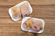 top view raw hog snouts at horizontal composition