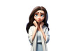 © Cherstva - Sad stressed upset cartoon character adult woman female person wearing white sweater in 3d style design on light background. Human people feelings expression concept