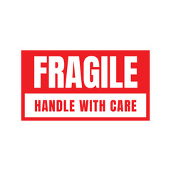 Poster - Sticker fragile handle with care vector. warning label, fragile label with broken glass symbol, vector