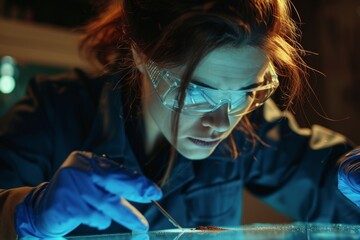 Aufkleber - A focused scientist wearing protective gear working on an experiment in a modern laboratory setting