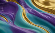 Textured background gold , purple and blue fluid art marbling paint .