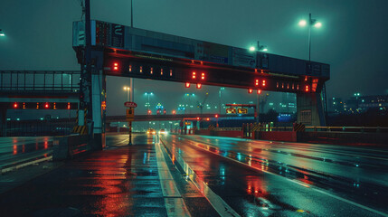 Wall Mural - A busy street with a bridge over it and a lot of traffic