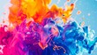 A colorful abstract painting with splashes of paint.