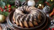 Poppy seed cake in the shape of a rosette. Traditional Polish cake for Christmas