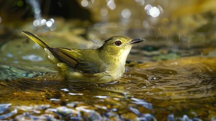 Canvas Print - A small bird perched in water