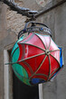 Vintage Style Red and Green Glass Umbrella Venice Street Light