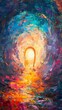 © vadymstock - Abstract art. Colorful painting art of the empty tomb of Jesus. Easter or Resurrection concept. He is Risen.