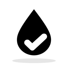 Wall Mural - water drop icon with checkmark. clean water concept. drinkable water icon isolated on white backgrou