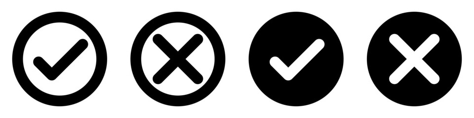 Canvas Print - check mark and cross icons set. tick symbol. vector illustration. approved concept.