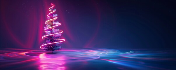 Wall Mural - Abstract neon lamp christmas tree shape background object. Abstract neon lamp shape background