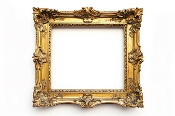 Wall Mural - Golden frame isolated on a white background.