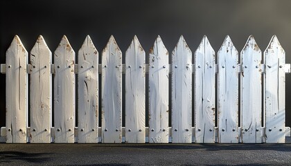 Canvas Print - old painted white wooden fence on transparent background