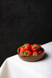 Strawberries in wooden bowl