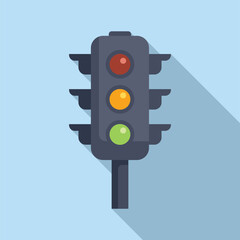 Wall Mural - Cross traffic lights icon flat vector. Safety road sign. Control crossroad